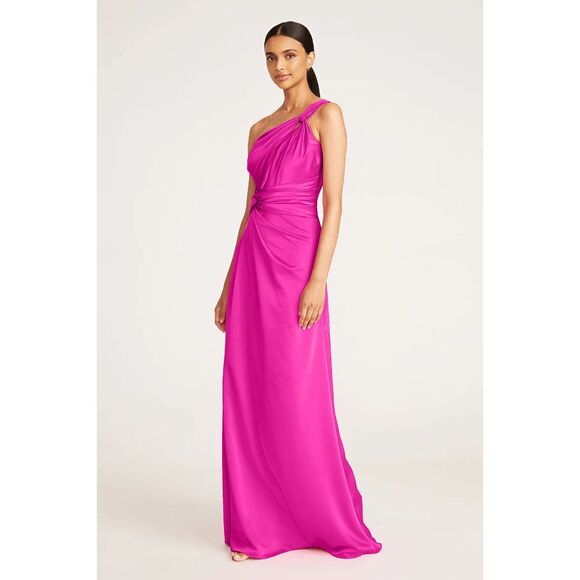 THEIA Gloria Twist A Line Gown in Zinnia Size 10 $695.00 - Picture 2 of 10